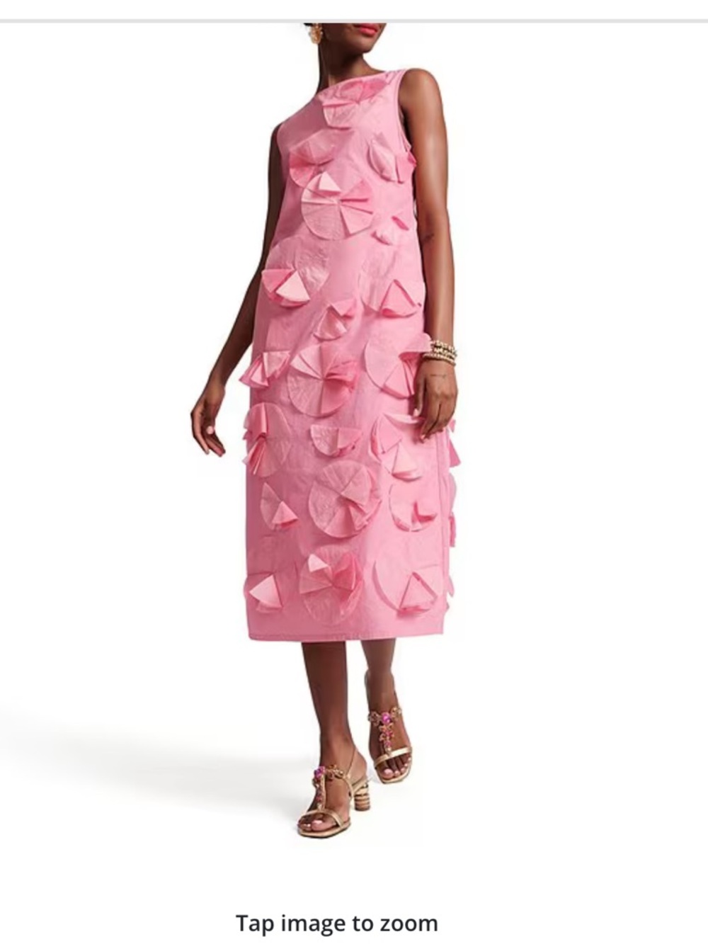Frances Valentine Poplin Origami Flower Boatneck Sleeveless Midi Dress Small NWT - Picture 3 of 16